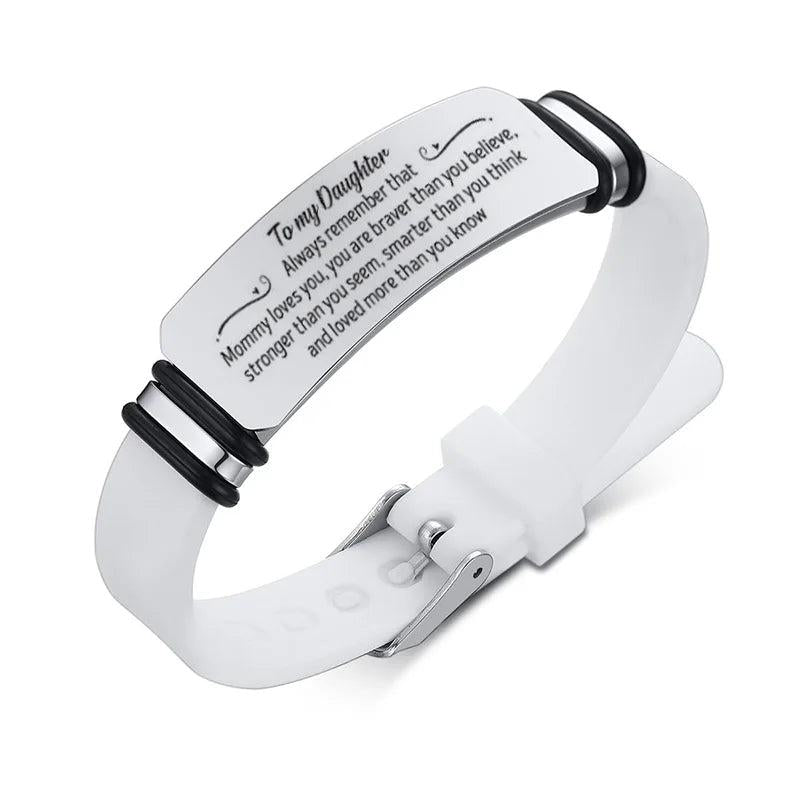 Daughter Inspirational Bracelet Stainless Steel & Silicone Engraved Adjustable