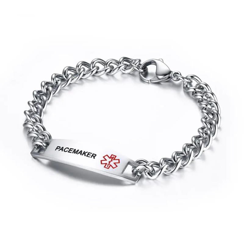 Men's Stainless Steel Medical Sign Bangle Bracelet