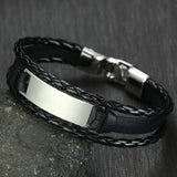 Engraved Mens Bracelet Multi-Layer Leather Brown