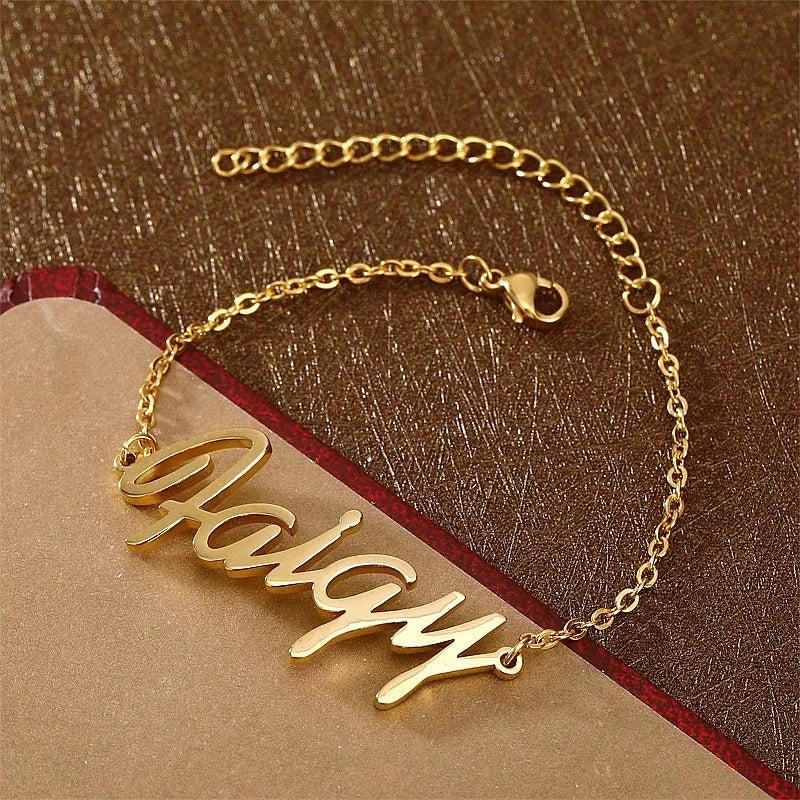 Custom Name Bracelet Stainless Steel Engraved Handwriting Jewelry
