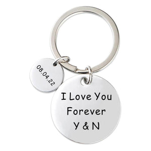 Initials & Date Key Chain - Anniversary Gift - Valentines Gift