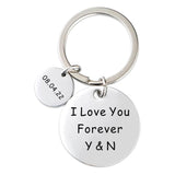 Initials & Date Key Chain - Anniversary Gift - Valentines Gift