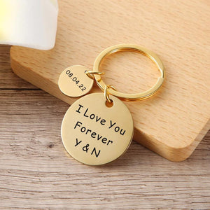 Initials & Date Key Chain - Anniversary Gift - Valentines Gift