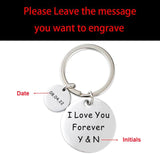 Initials & Date Key Chain - Anniversary Gift - Valentines Gift