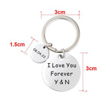 Initials & Date Key Chain - Anniversary Gift - Valentines Gift