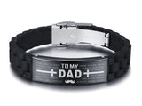 Engrave Silicone Bracelets Punk Stainless Steel Wristband Jewelry For Dad Son
