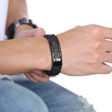 Engrave Silicone Bracelets Punk Stainless Steel Wristband Jewelry For Dad Son