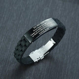 Engrave Silicone Bracelets Punk Stainless Steel Wristband Jewelry For Dad Son