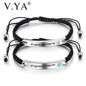 Engraved Name Bracelets Stainless Steel Bracelet For Men Women Jewelry