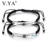 Engraved Name Bracelets Stainless Steel Bracelet For Men Women Jewelry
