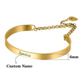 Personalized Stainless Steel Heart Charm Bangle for Mom