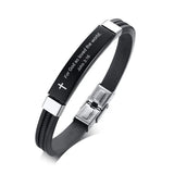 Men's Engraved Cross Silicone Bracelet Sports Bangle