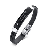Men's Engraved Cross Silicone Bracelet Sports Bangle