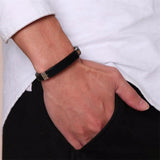 Men's Engraved Cross Silicone Bracelet Sports Bangle