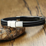 Men's Engraved Cross Silicone Bracelet Sports Bangle