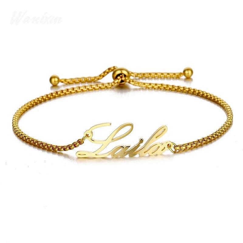 Personalized Arabic Letter Name Bracelet Women Stainless Steel