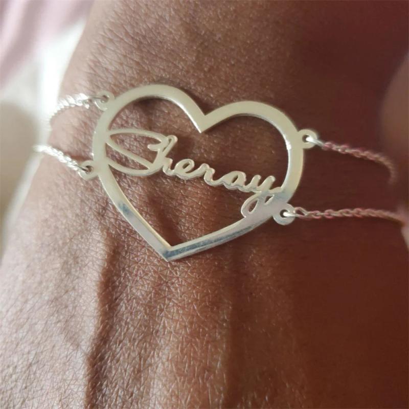 Personalized Name Bracelet with Heart Charm