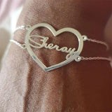 Personalized Name Bracelet with Heart Charm