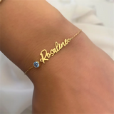Personalized Birthstone Bracelet Stainless Steel Chain Family Gift for Mom