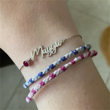 Personalized Birthstone Bracelet Stainless Steel Chain Family Gift for Mom