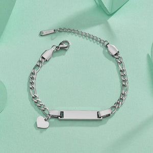 Personalized Baby Name ID Bar Bracelet Stainless Steel Silver Bangle