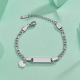 Personalized Baby Name ID Bar Bracelet Stainless Steel Silver Bangle