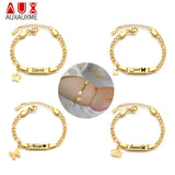 Personalized Baby Name ID Bar Bracelet Stainless Steel Silver Bangle