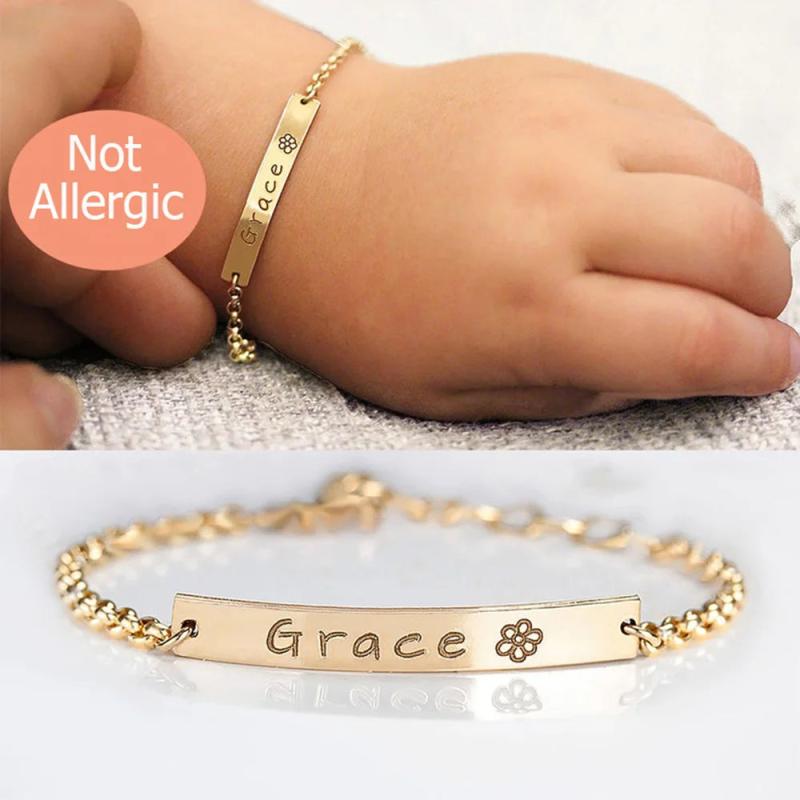 Personalized Kids Cuban Bracelet Stainless Steel Children Birthday