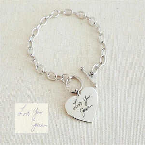 316L Silver Heart Shaped Carved Chain Bracelet Name Jewelry