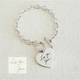 316L Silver Heart Shaped Carved Chain Bracelet Name Jewelry