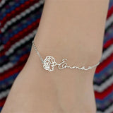 Birth Month Flowers Name Bracelet - Personalized Stainless Steel - Adjustable