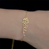 Birth Month Flowers Name Bracelet - Personalized Stainless Steel - Adjustable
