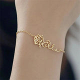 Birth Month Flowers Name Bracelet - Personalized Stainless Steel - Adjustable