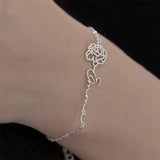 Birth Month Flowers Name Bracelet - Personalized Stainless Steel - Adjustable