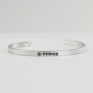 Personalized Music Code Bracelet Engraved Cuff Bangle Gift