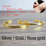 Personalized Music Code Bracelet Engraved Cuff Bangle Gift