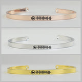 Personalized Music Code Bracelet Engraved Cuff Bangle Gift