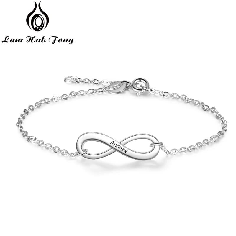 Personalized Silver Name Bracelet Infinity Love Chain Link Adjustable Bracelet