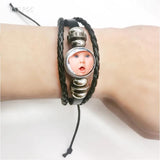 Personalized Photo Leather Bracelet Adjustable Button Bracelet