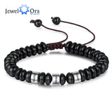 Personalized Stainless Steel Beaded Chain Bracelet Name Engraving Men Gift