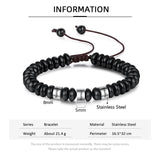 Personalized Stainless Steel Beaded Chain Bracelet Name Engraving Men Gift