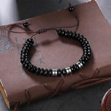 Personalized Stainless Steel Beaded Chain Bracelet Name Engraving Men Gift