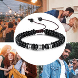 Personalized Stainless Steel Beaded Chain Bracelet Name Engraving Men Gift