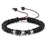 Personalized Stainless Steel Beaded Chain Bracelet Name Engraving Men Gift