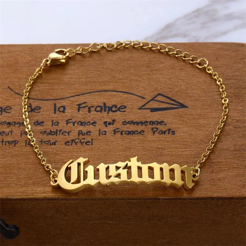 Customized Name Bracelet For Women Stainless Steel Engraved Love Bangle