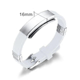 Adjustable Silicone Band Bracelet for Men Women Kids Stainless Steel Bangle
