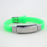 Adjustable Silicone Band Bracelet for Men Women Kids Stainless Steel Bangle