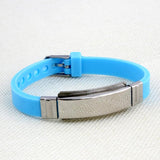 Adjustable Silicone Band Bracelet for Men Women Kids Stainless Steel Bangle