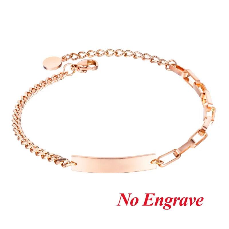 Personalized Stainless Steel Bracelet for Women with Engraving