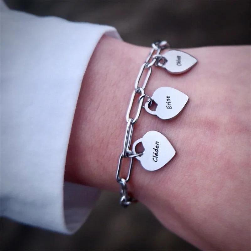 Personalized Name Bracelet Heart Stainless Steel Chain